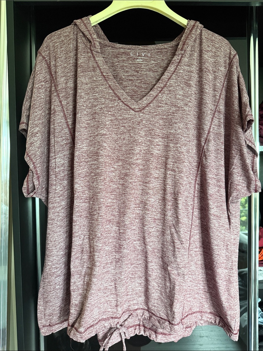 Lane Bryant Mauve Heathered V-Neck Short Sleeve Top